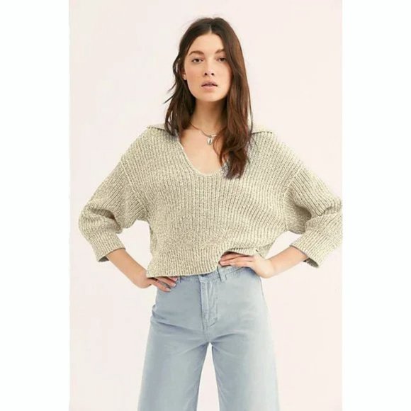 Free People Sweaters - NWT Free People natural ivory chunky knit cropped fisherman sweater
